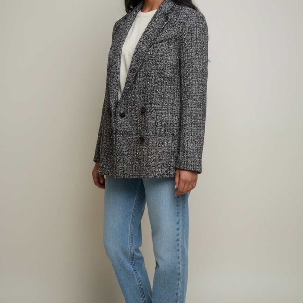 Theory Black and White Tweed Blazer - Picture 3 of 7